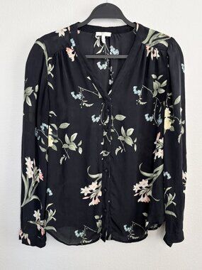 Joie Yvette Botanical Floral Silk Blouse Size M